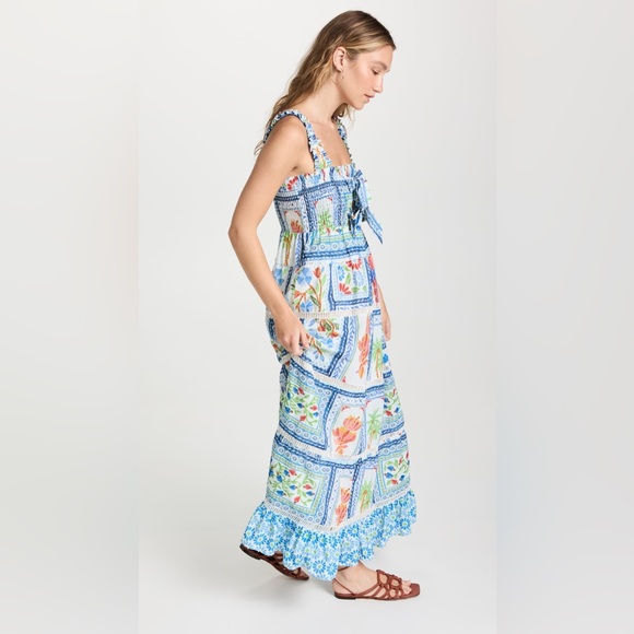 NWT Farm Rio Tropical Tiles Square Neck Maxi Dress - Picture 3 of 10